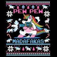 Unicorn Pew Pew Madafakas Ugly Christmas Sweater City Backpack