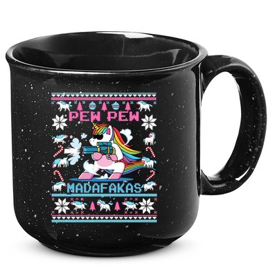Unicorn Pew Pew Madafakas Ugly Christmas Sweater 15oz Campfire Ceramic Mug