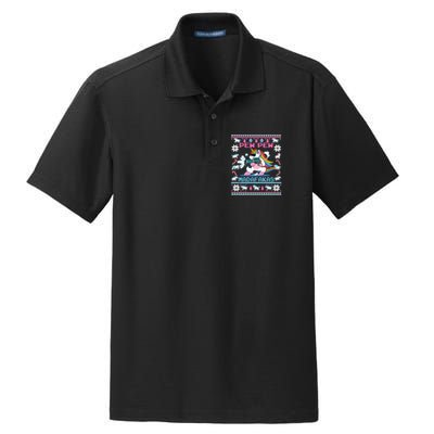 Unicorn Pew Pew Madafakas Ugly Christmas Sweater Dry Zone Grid Polo