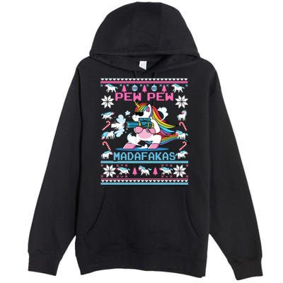 Unicorn Pew Pew Madafakas Ugly Christmas Sweater Premium Pullover Hoodie