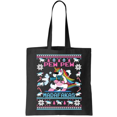 Unicorn Pew Pew Madafakas Ugly Christmas Sweater Bag