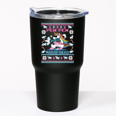 Unicorn Pew Pew Madafakas Ugly Christmas Sweater Tumbler