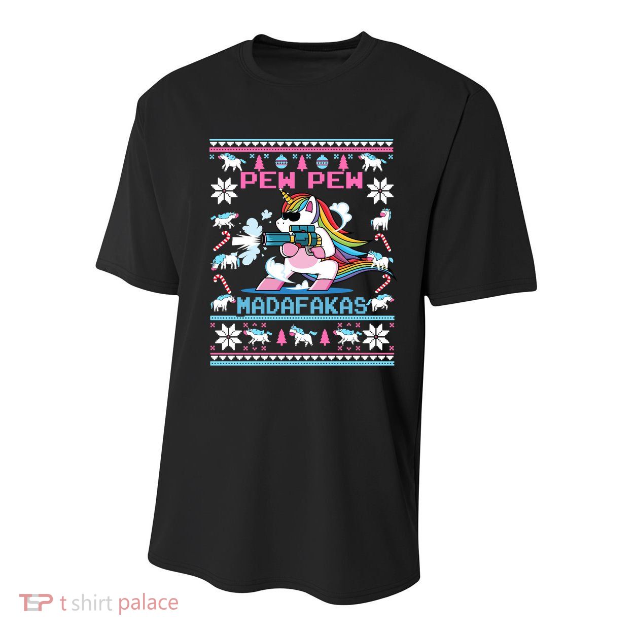 Unicorn Pew Pew Madafakas Ugly Christmas Sweater Youth Performance Sprint T-Shirt