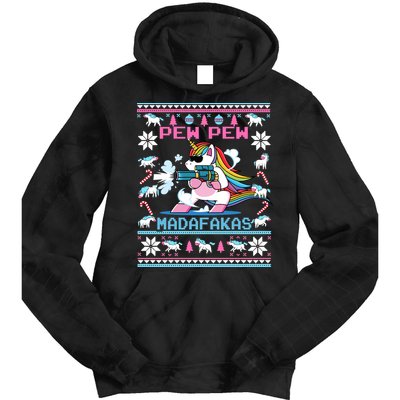Unicorn Pew Pew Madafakas Ugly Christmas Sweater Tie Dye Hoodie