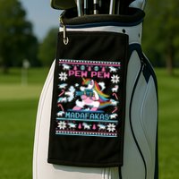 Unicorn Pew Pew Madafakas Ugly Christmas Sweater Golf Towel