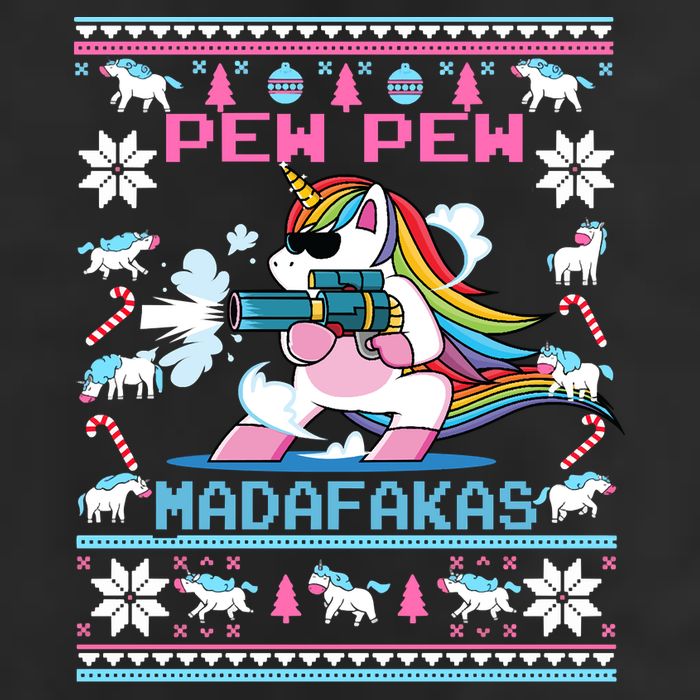 Unicorn Pew Pew Madafakas Ugly Christmas Sweater Golf Towel