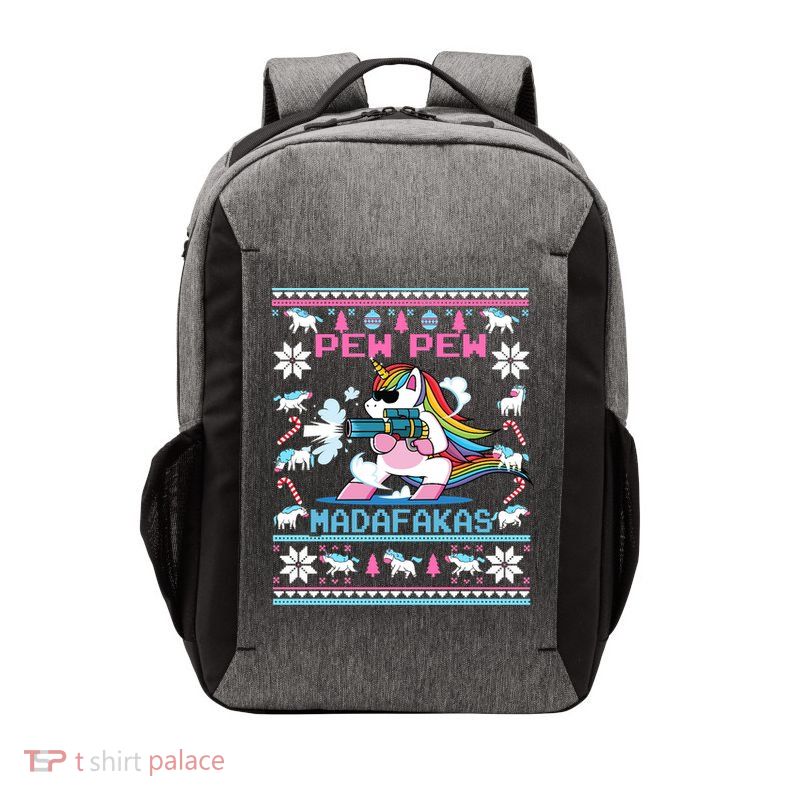 Unicorn Pew Pew Madafakas Ugly Christmas Sweater Vector Backpack