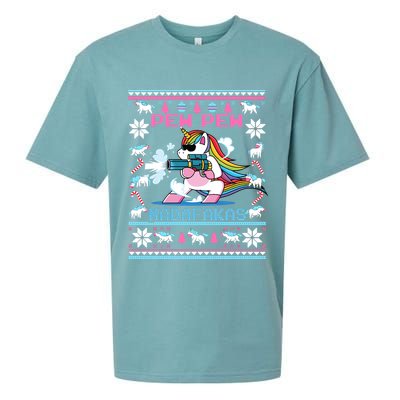 Unicorn Pew Pew Madafakas Ugly Christmas Sweater Sueded Cloud Jersey T-Shirt