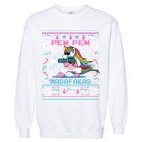 Unicorn Pew Pew Madafakas Ugly Christmas Sweater Garment-Dyed Sweatshirt