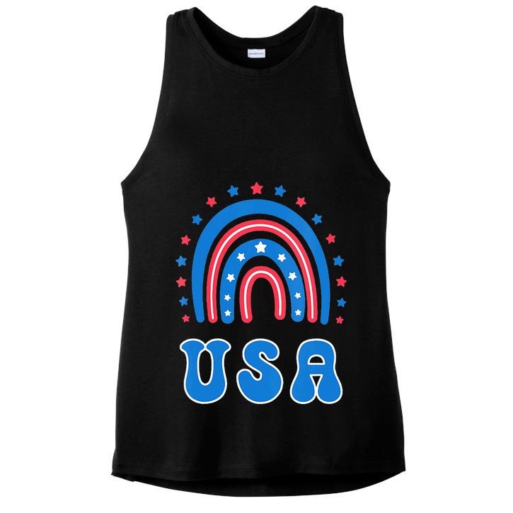 Usa Patriotic Proud To Be An American Ladies PosiCharge Tri-Blend Wicking Tank