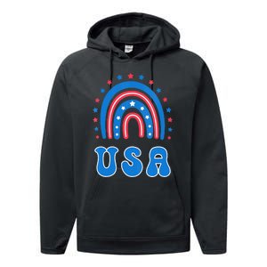 Usa Patriotic Proud To Be An American Performance Fleece Hoodie