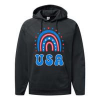 Usa Patriotic Proud To Be An American Performance Fleece Hoodie