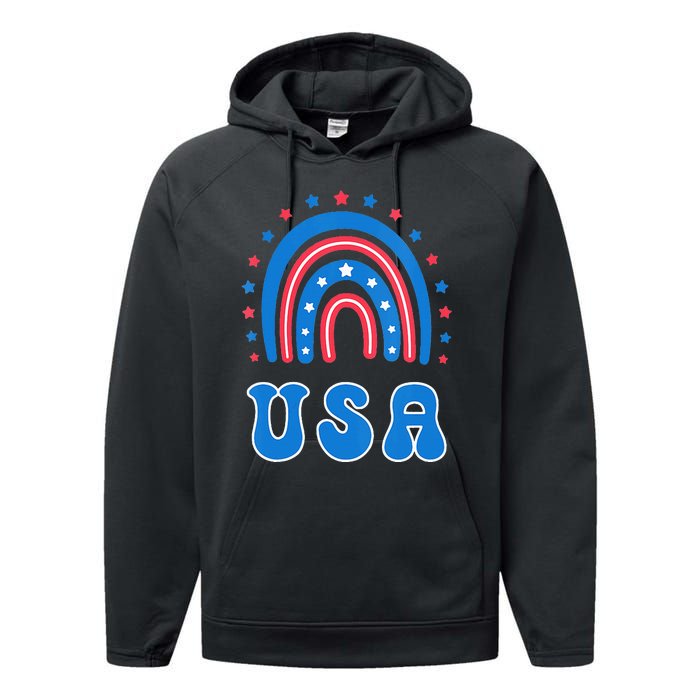 Usa Patriotic Proud To Be An American Performance Fleece Hoodie