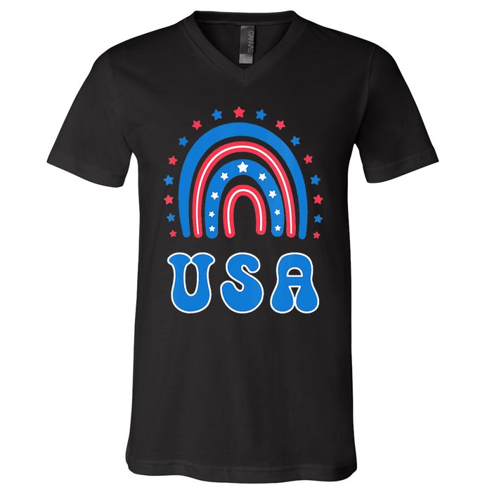 Usa Patriotic Proud To Be An American V-Neck T-Shirt