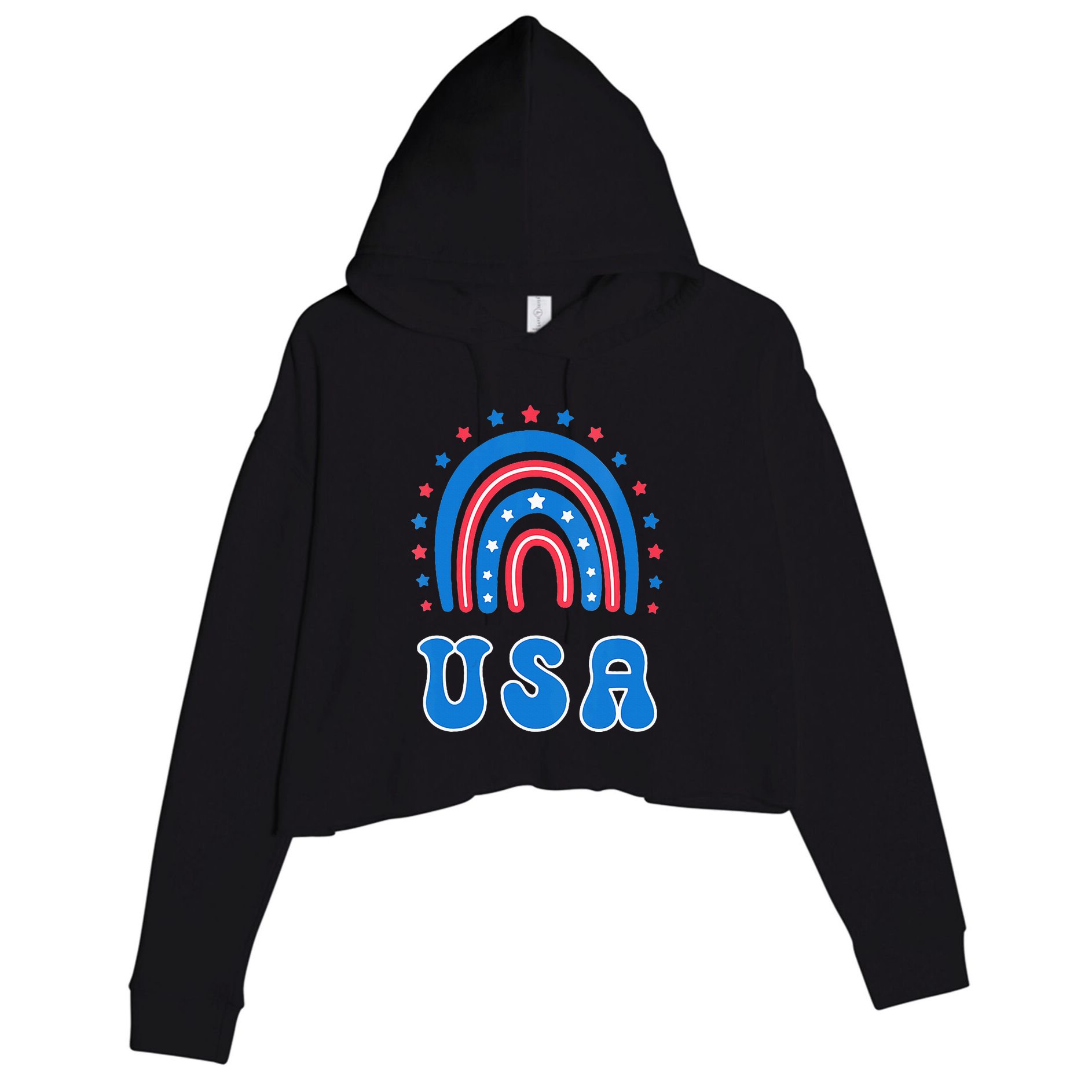Usa Patriotic Proud To Be An American Crop Fleece Hoodie