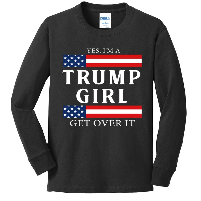 Usa Patriotic Proud Trump Girl Vote America Flag Design Kids Long Sleeve Shirt