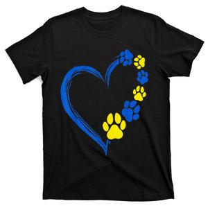 Ukraine Print Pawprint Heart Animal Lover Love Pet Dog Mom T-Shirt