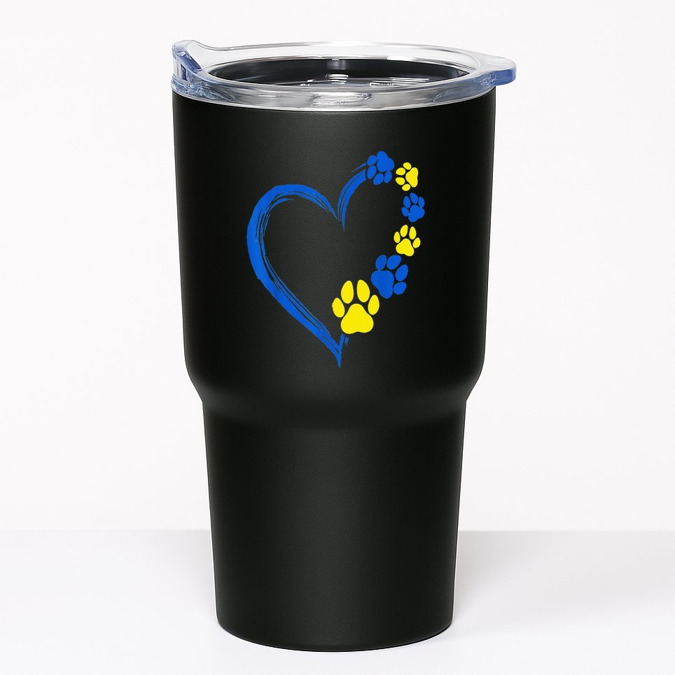 Ukraine Print Pawprint Heart Animal Lover Love Pet Dog Mom Tumbler