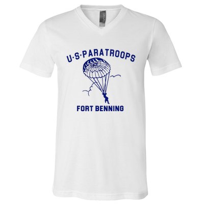 US Paratroops Paratroopers Fort Benning WW2 V-Neck T-Shirt