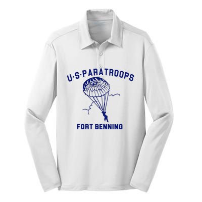 US Paratroops Paratroopers Fort Benning WW2 Silk Touch Performance Long Sleeve Polo