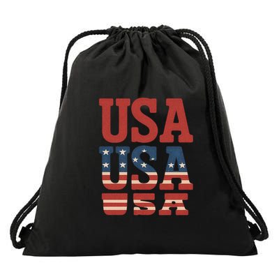 USA Patriotic Print Drawstring Bag