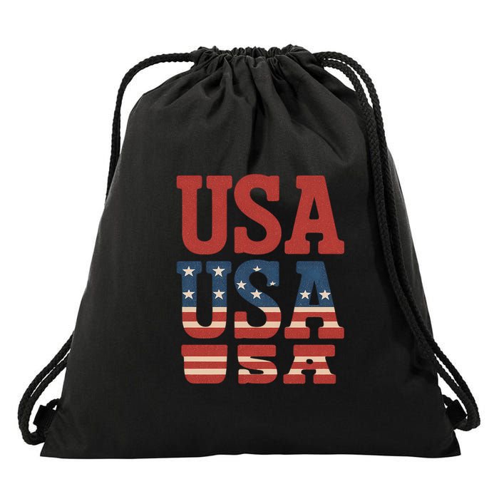 USA Patriotic Print Drawstring Bag