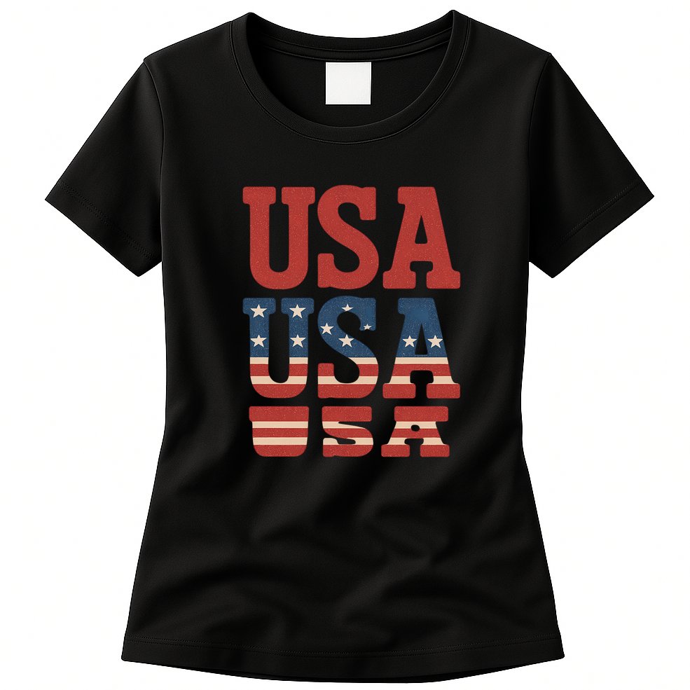 USA Patriotic Print Womens T-Shirt