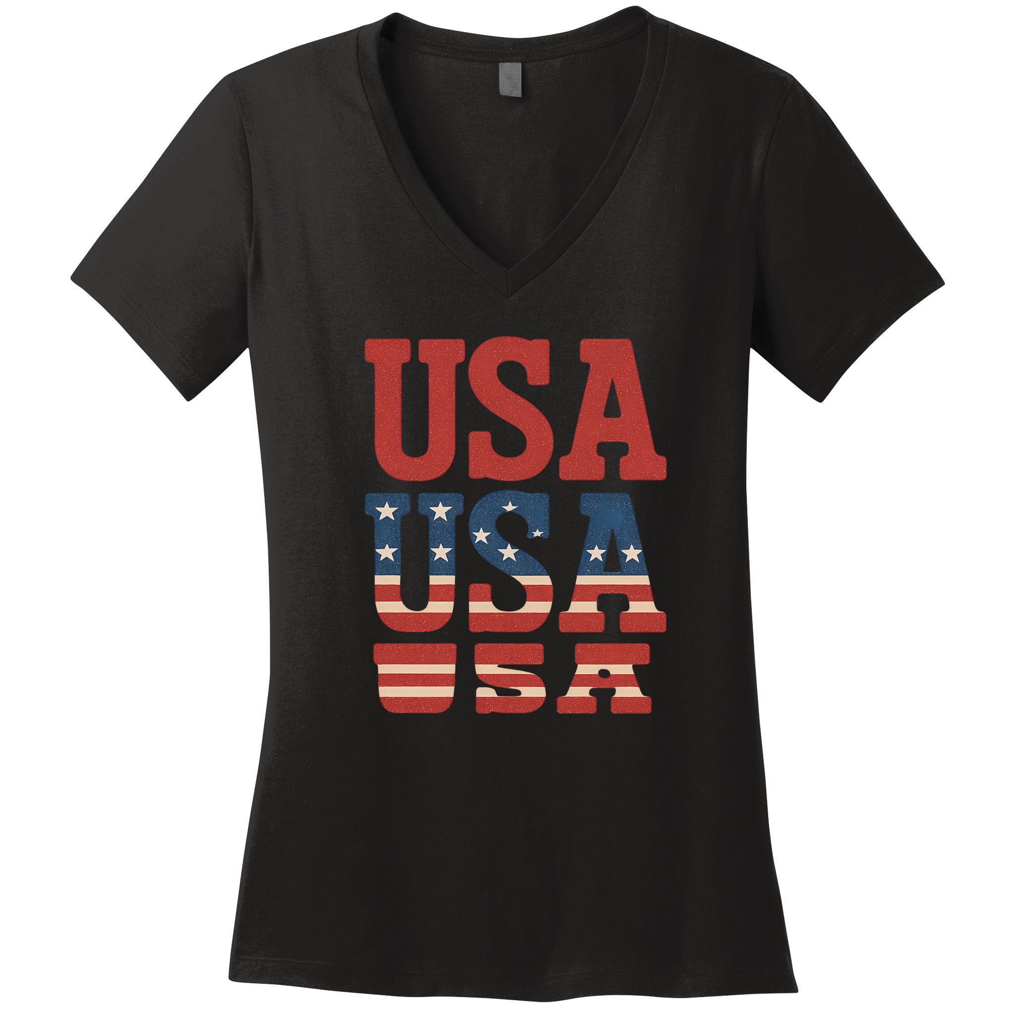 USA Patriotic Print Women's V-Neck T-Shirt
