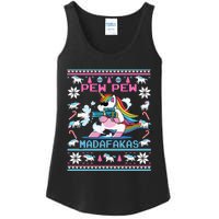 Unicorn Pew Pew Madafakas Ugly Christmas Sweater Ladies Essential Tank