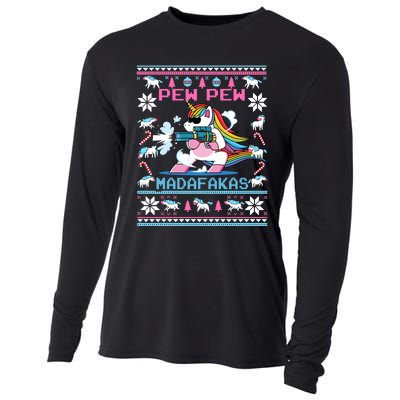 Unicorn Pew Pew Madafakas Ugly Christmas Cooling Performance Long Sleeve Crew