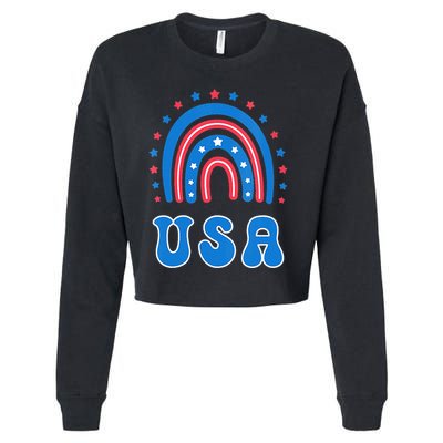 Usa Patriotic Proud To Be An American Cropped Pullover Crew