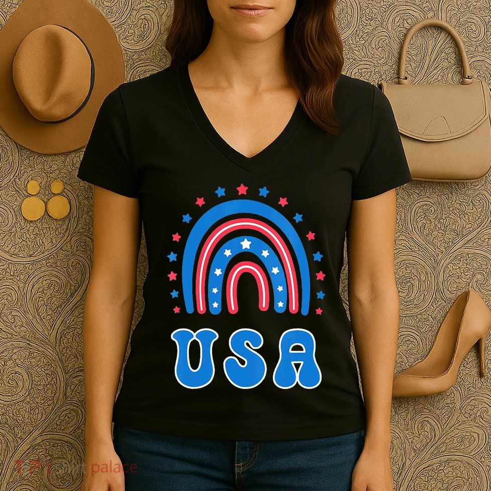 Usa Patriotic Proud To Be An American Women's V-Neck T-Shirt