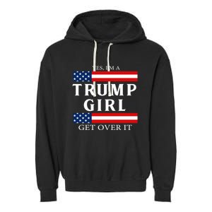 Usa Patriotic Proud Trump Girl Vote America Flag Design Garment-Dyed Fleece Hoodie