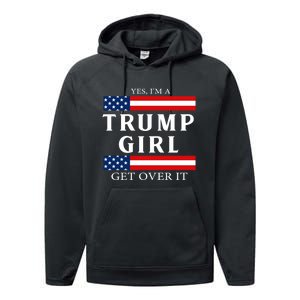 Usa Patriotic Proud Trump Girl Vote America Flag Design Performance Fleece Hoodie