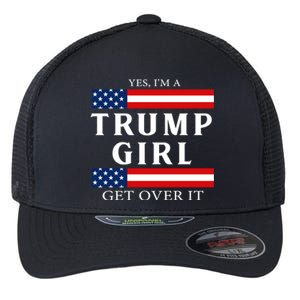 Usa Patriotic Proud Trump Girl Vote America Flag Design Flexfit Unipanel Trucker Cap