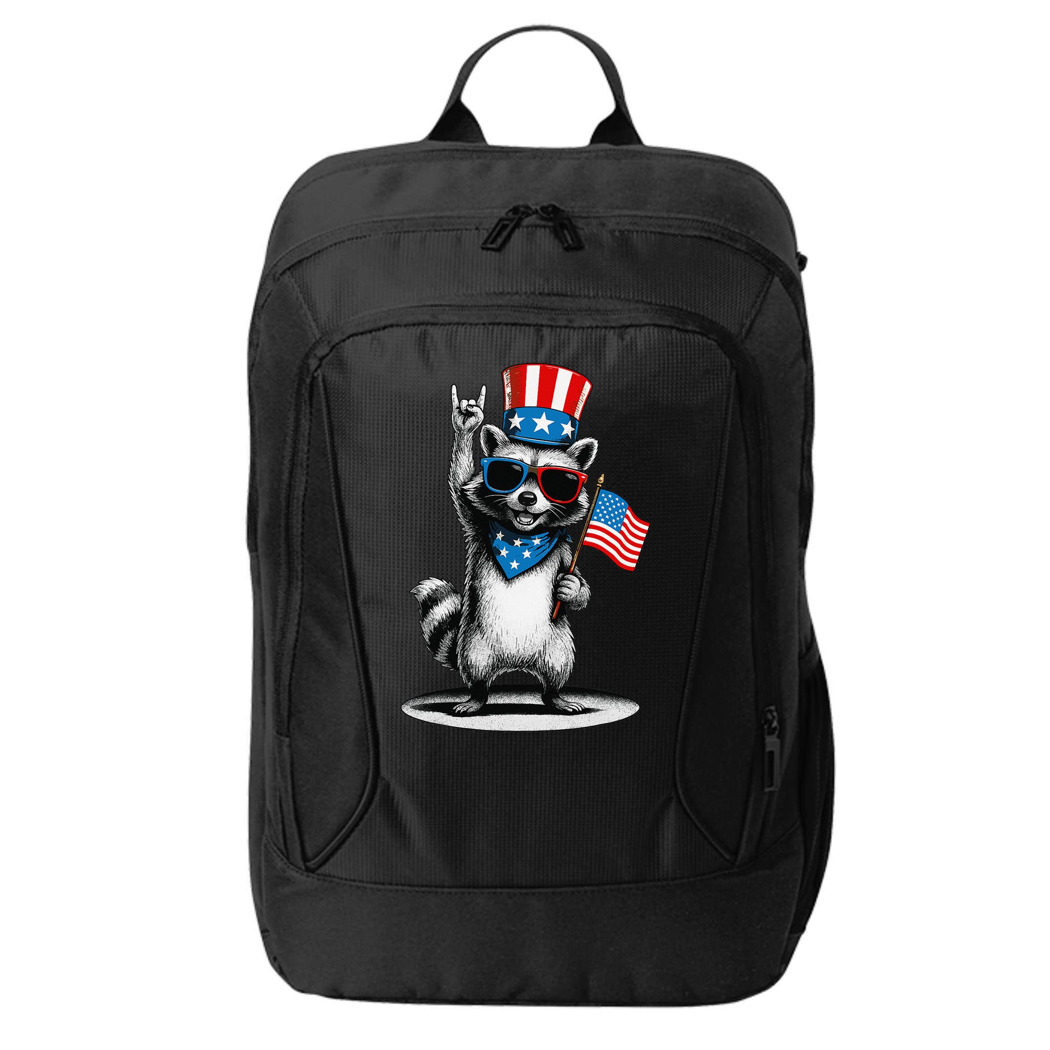 USA Patriotic Raccoon Women Funny 4th Of July City Backpack