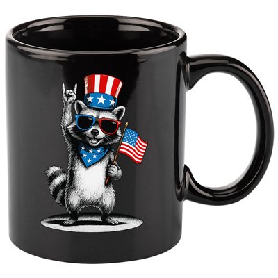 USA Patriotic Raccoon Women Funny 4th Of July 11oz C Handle Ceramic Mug