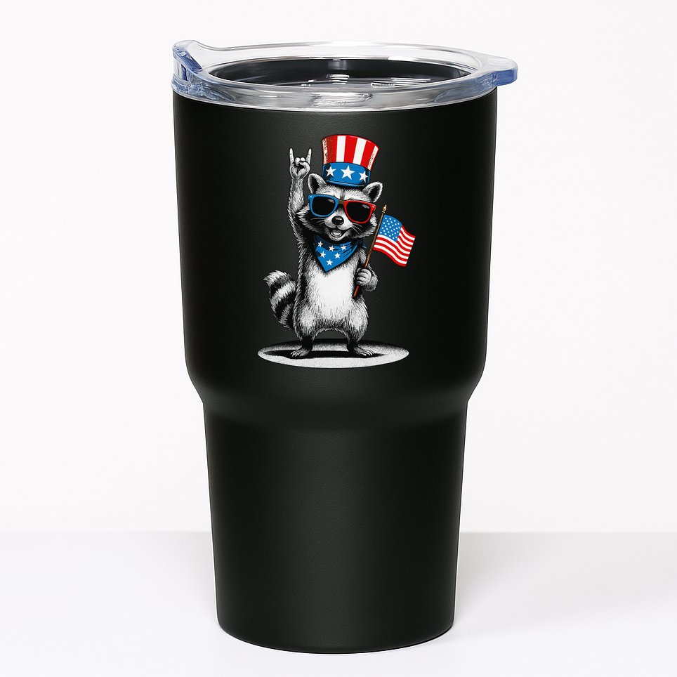 USA Patriotic Raccoon Women Funny 4th Of July Tumbler