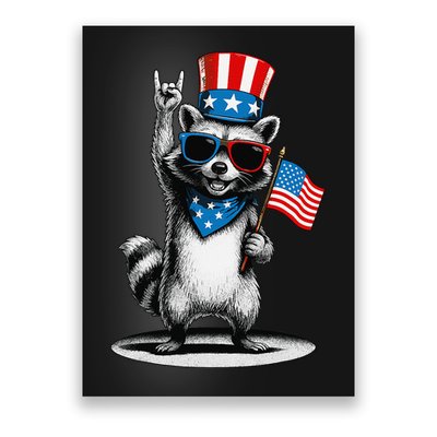 USA Patriotic Raccoon Women Funny 4th Of July Poster