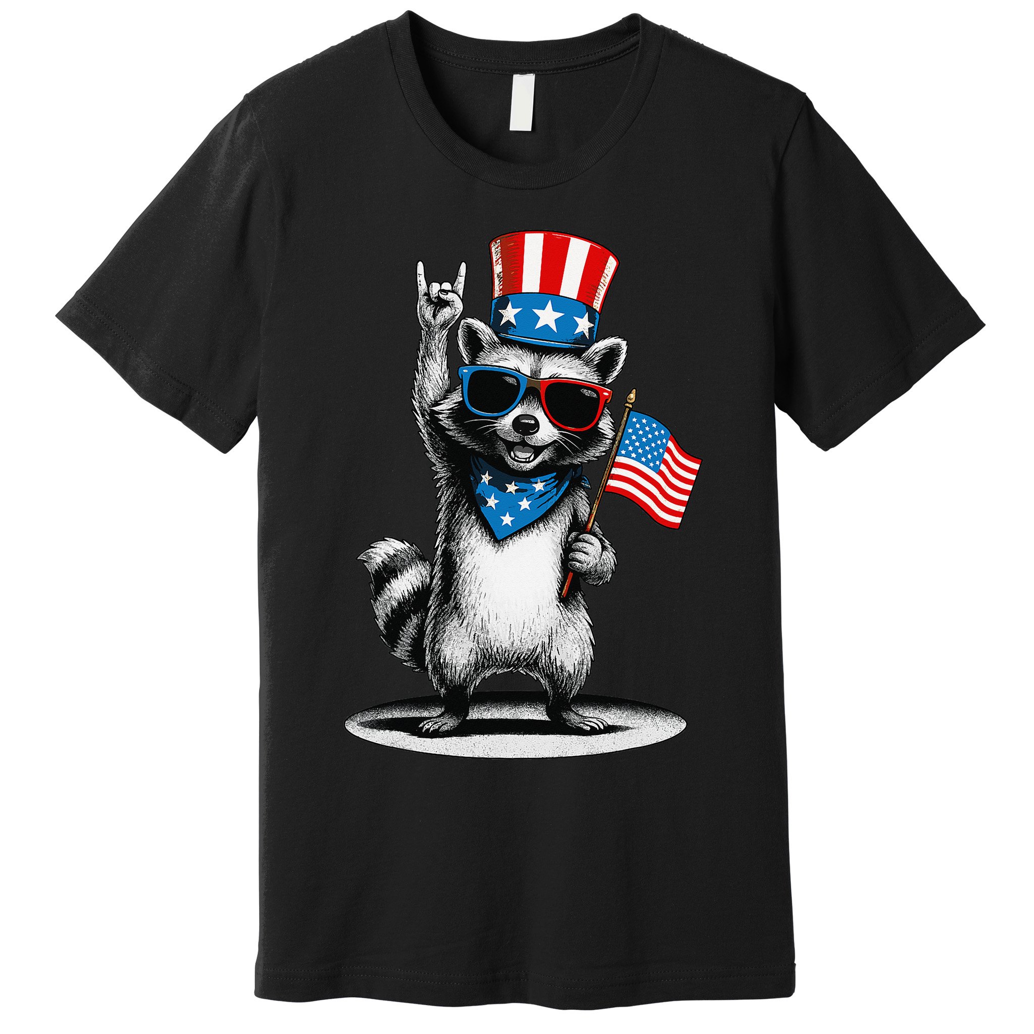 USA Patriotic Raccoon Women Funny 4th Of July Premium T-Shirt