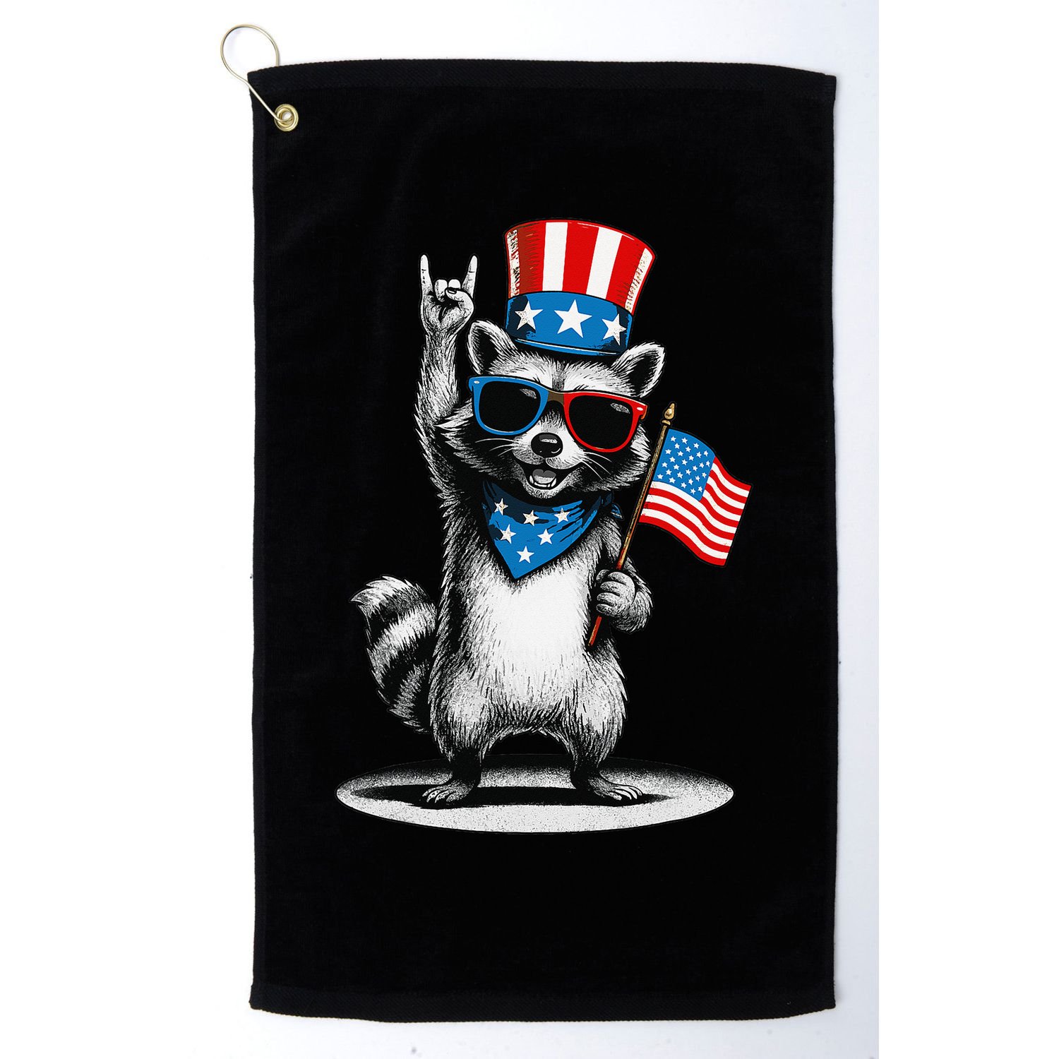 USA Patriotic Raccoon Women Funny 4th Of July Golf Towel