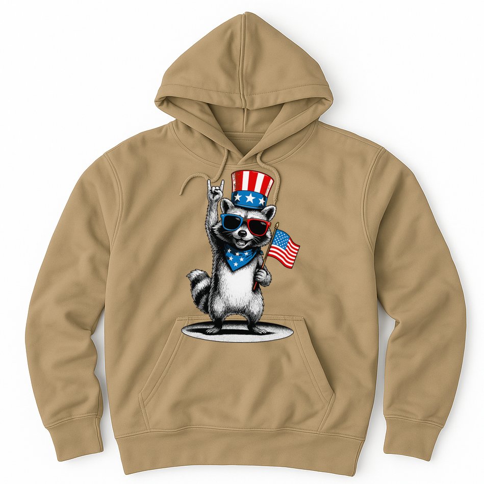 USA Patriotic Raccoon Women Funny 4th Of July Hoodie