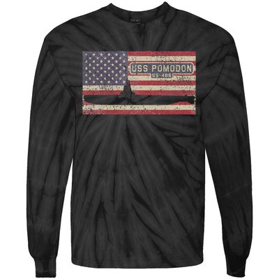 Uss Pomodon Ss486 Submarine Usa American Flag Tie-Dye Long Sleeve Shirt