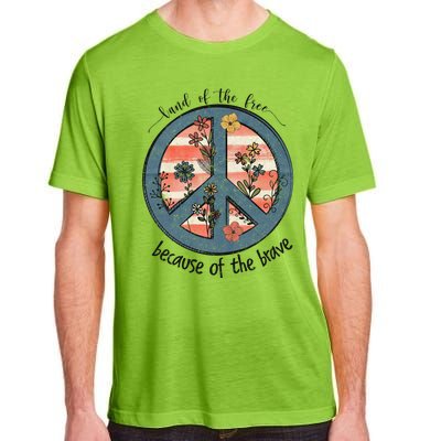 Usa Peace Sign Flag Land Of The Free Because Of The Brave Gift Adult ChromaSoft Performance T-Shirt