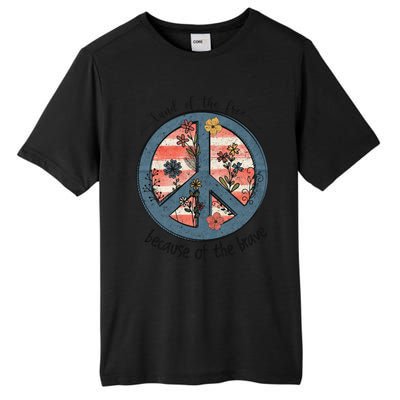 Usa Peace Sign Flag Land Of The Free Because Of The Brave Gift Tall Fusion ChromaSoft Performance T-Shirt