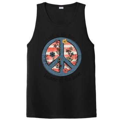 Usa Peace Sign Flag Land Of The Free Because Of The Brave Gift PosiCharge Competitor Tank