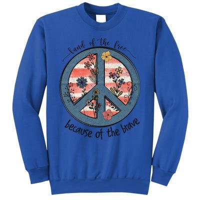 Usa Peace Sign Flag Land Of The Free Because Of The Brave Gift Sweatshirt