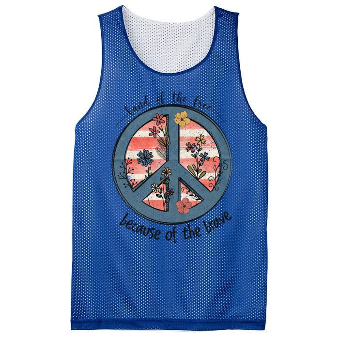 Usa Peace Sign Flag Land Of The Free Because Of The Brave Gift Mesh Reversible Basketball Jersey Tank