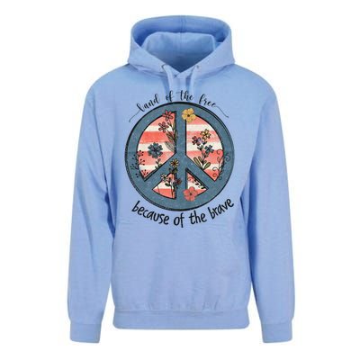 Usa Peace Sign Flag Land Of The Free Because Of The Brave Gift Unisex Surf Hoodie