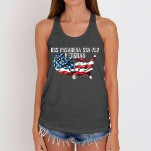 Uss Pasadena Ssn793 Attack Submarine Veteran Us Flag Premium Women's Knotted Racerback Tank